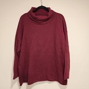 Eileen Fisher Cashmere Blend Cowl Neck Sweater Medium Women Cotton Oversized Red